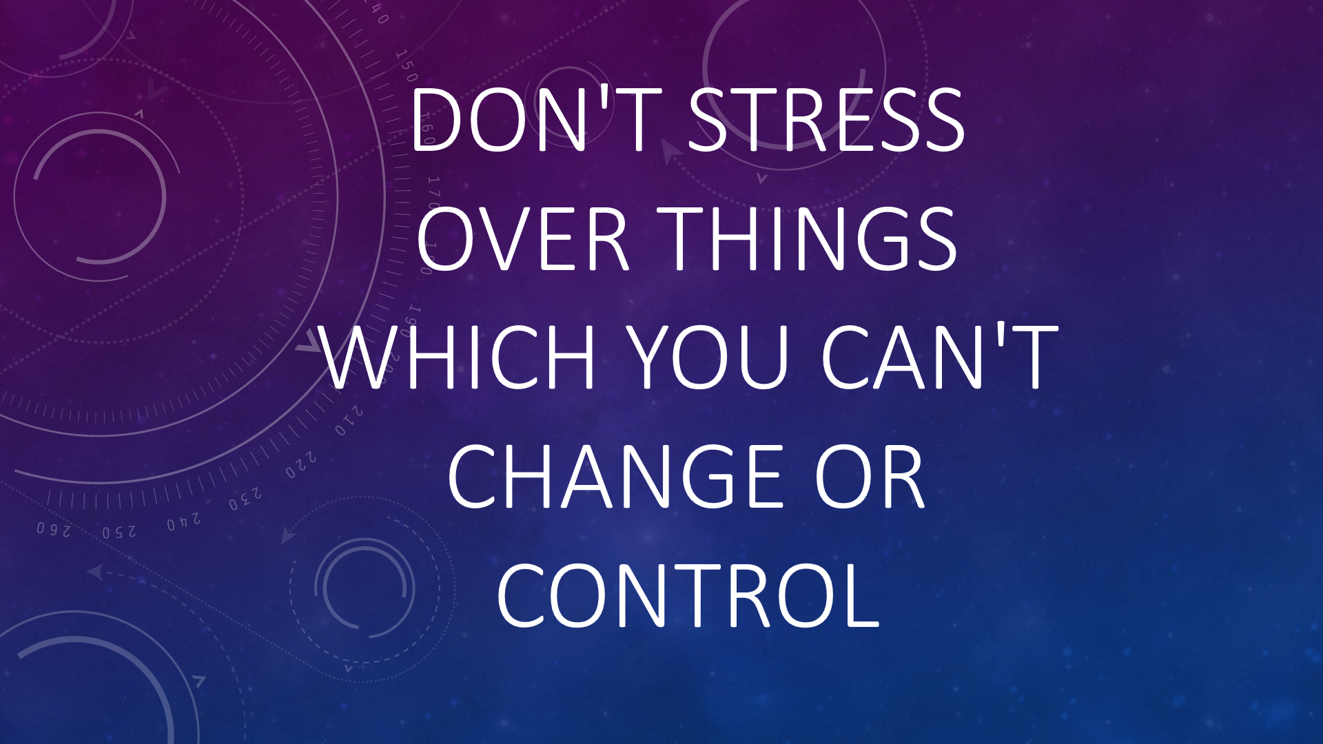 Don't stress over things which you can't change or control