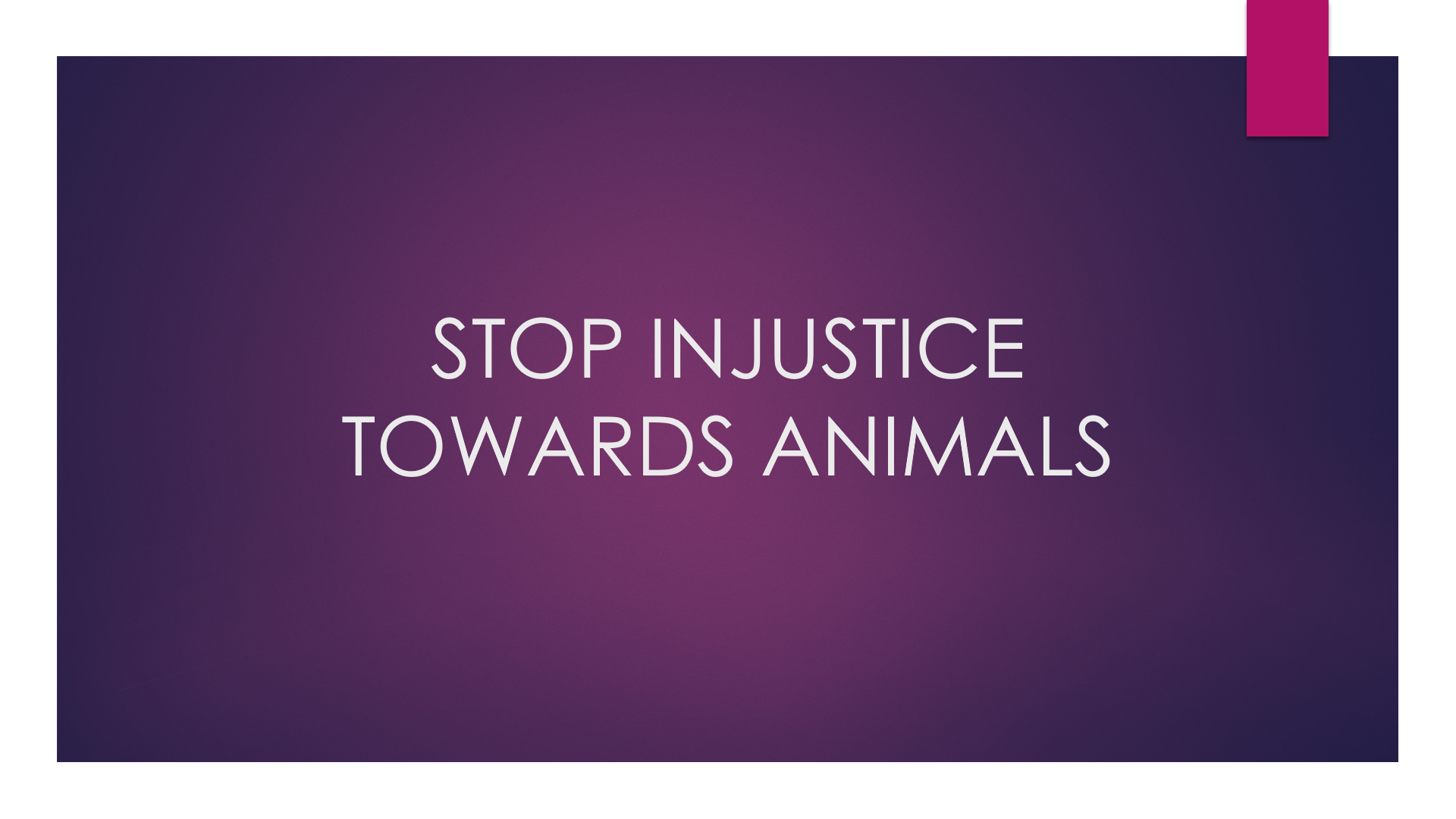 STOP INJUSTICE TOWARDS ANIMALS